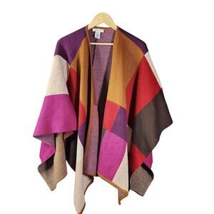 Coldwater Creek Colorblock Ruana One SIze Fits Most